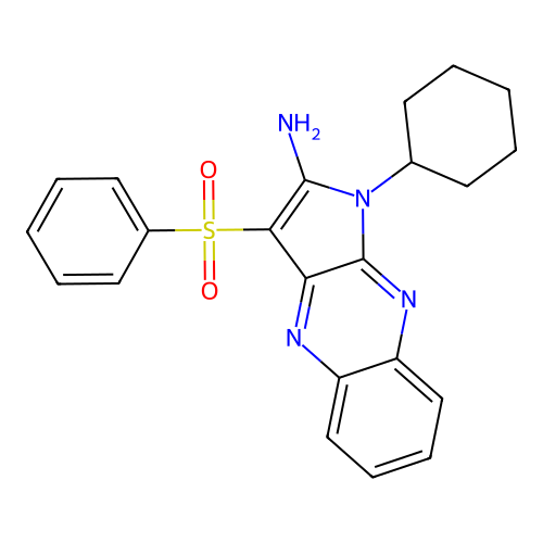1-cyclohexyl-3-(phenylsulfonyl)-1H-pyrrolo[2,3-b]quinoxalin-2-amine structure
