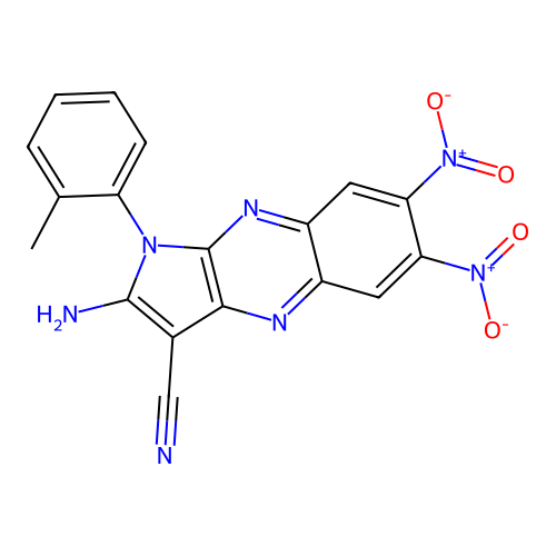 2-amino-1-(2-methylphenyl)-6,7-dinitro-1H-pyrrolo[2,3-b]quinoxaline-3-carbonitrile structure