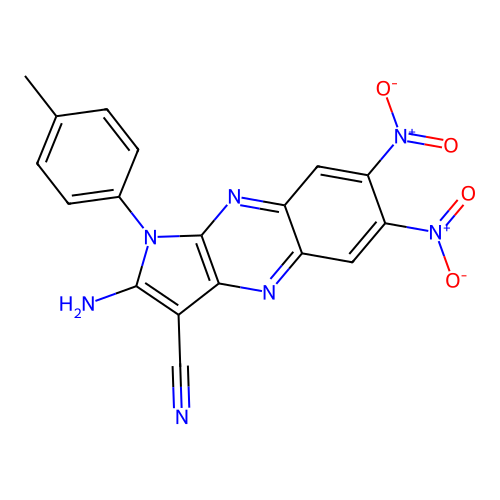 2-amino-1-(4-methylphenyl)-6,7-dinitro-1H-pyrrolo[2,3-b]quinoxaline-3-carbonitrile structure