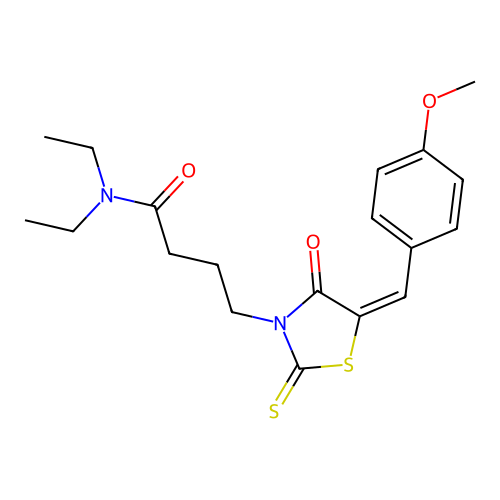 (E)-N,N-diethyl-4-(5-(4-methoxybenzylidene)-4-oxo-2-thioxothiazolidin-3-yl)butanamide structure
