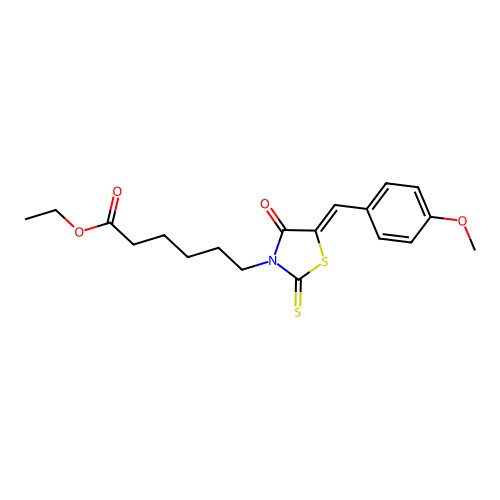 ethyl 6-[(5Z)-5-[(4-methoxyphenyl)methylidene]-4-oxo-2-sulfanylidene-1,3-thiazolidin-3-yl]hexanoate structure