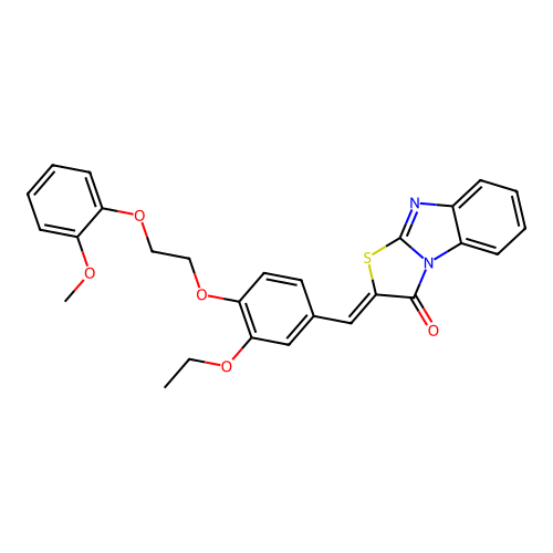 (Z)-2-(3-ethoxy-4-(2-(2-methoxyphenoxy)ethoxy)benzylidene)benzo[4,5]imidazo[2,1-b]thiazol-3(2H)-one structure