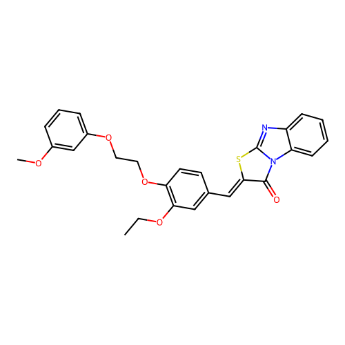 (Z)-2-(3-ethoxy-4-(2-(3-methoxyphenoxy)ethoxy)benzylidene)benzo[4,5]imidazo[2,1-b]thiazol-3(2H)-one structure