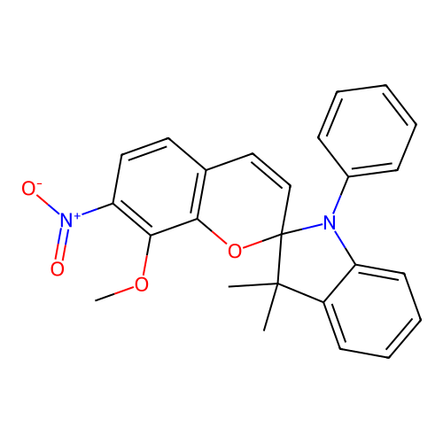8-Methoxy-3',3'-dimethyl-7-nitro-1'-phenylspiro[chromene-2,2'-indoline] structure