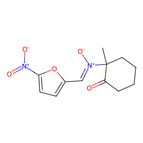 (Z)-1-methyl-N-((5-nitrofuran-2-yl)methylene)-2-oxocyclohexanamine oxide structure