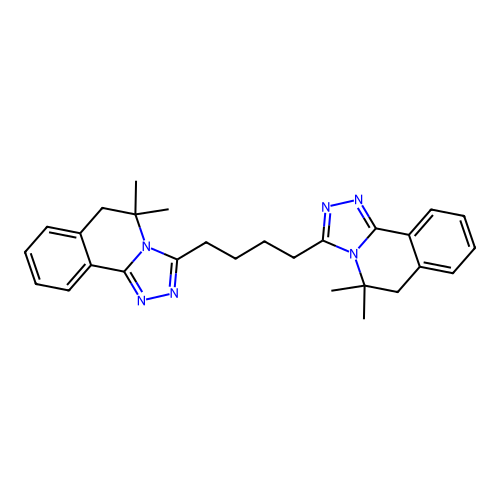 1,4-Bis(5,5-dimethyl-5,6-dihydro-[1,2,4]triazolo[3,4-a]isoquinolin-3-yl)butane structure