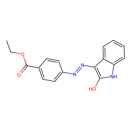 (E)-ethyl 4-(2-(2-oxoindolin-3-ylidene)hydrazinyl)benzoate structure