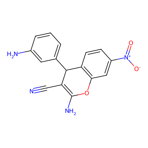 2-amino-4-(3-aminophenyl)-7-nitro-4H-chromene-3-carbonitrile structure