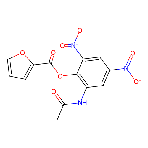 2-(Acetylamino)-4,6-dinitrophenyl furan-2-carboxylate structure