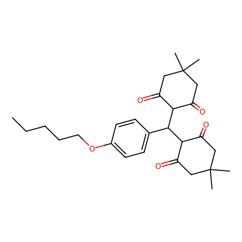 2,2'-((4-(Pentyloxy)phenyl)methylene)bis(5,5-dimethylcyclohexane-1,3-dione) structure