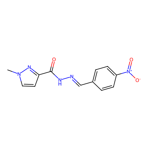 1-methyl-N'-[(E)-(4-nitrophenyl)methylidene]-1H-pyrazole-3-carbohydrazide structure