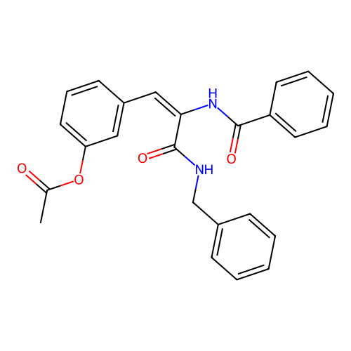 3-{(1E)-3-(benzylamino)-3-oxo-2-[(phenylcarbonyl)amino]prop-1-en-1-yl}phenyl acetate structure