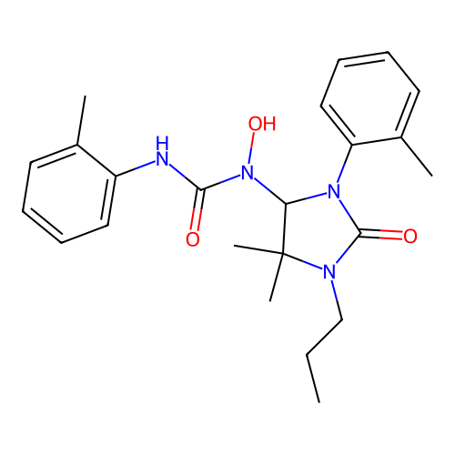 1-(5,5-dimethyl-2-oxo-1-propyl-3-(o-tolyl)imidazolidin-4-yl)-1-hydroxy-3-(o-tolyl)urea structure