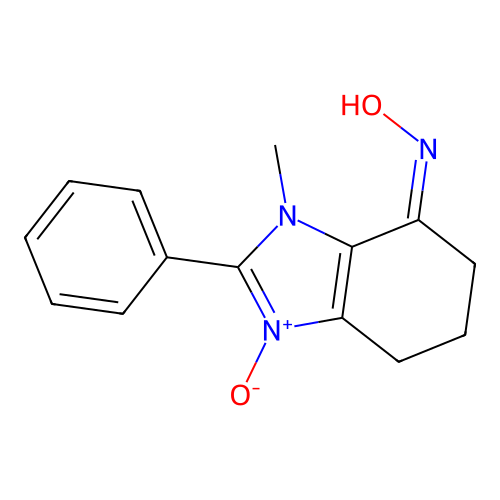 (4Z)-N-hydroxy-3-methyl-2-phenyl-3,5,6,7-tetrahydro-4H-benzimidazol-4-imine 1-oxide structure