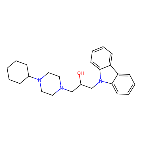 1-(9H-carbazol-9-yl)-3-(4-cyclohexylpiperazin-1-yl)propan-2-ol structure