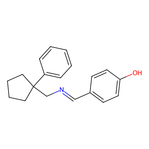 4-[(E)-{[(1-phenylcyclopentyl)methyl]imino}methyl]phenol structure