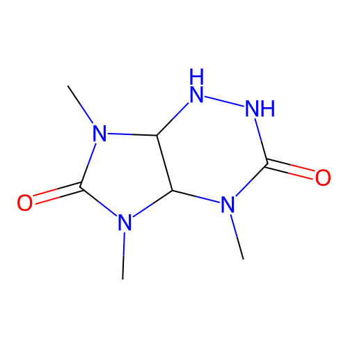 4,5,7-trimethyltetrahydro-1H-imidazo[4,5-e][1,2,4]triazine-3,6(2H,4H)-dione structure