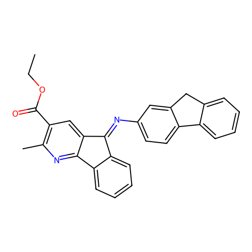 ethyl 5-(9H-fluoren-2-ylimino)-2-methyl-5H-indeno[1,2-b]pyridine-3-carboxylate structure