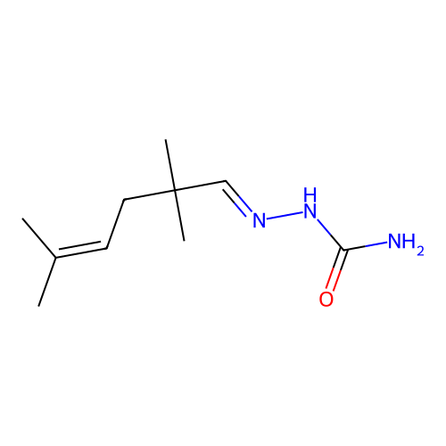 (2E)-2-(2,2,5-trimethylhex-4-en-1-ylidene)hydrazinecarboxamide structure