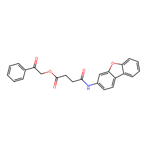 2-Oxo-2-phenylethyl 4-(dibenzo[b,d]furan-3-ylamino)-4-oxobutanoate structure