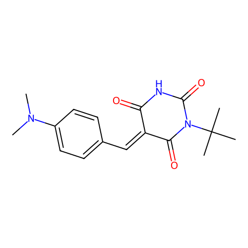(5E)-1-tert-butyl-5-[(4-dimethylaminophenyl)methylidene]-1,3-diazinane-2,4,6-trione structure