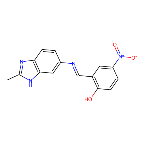 2-{(E)-[(2-methyl-1H-benzimidazol-6-yl)imino]methyl}-4-nitrophenol structure