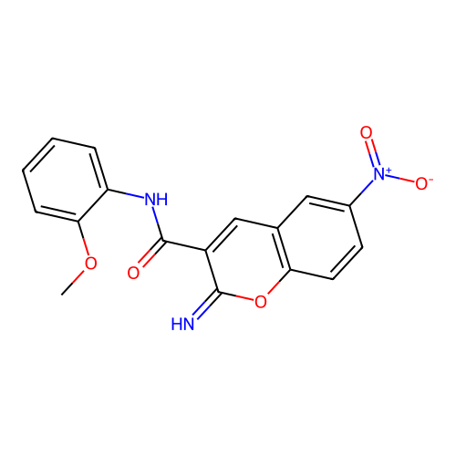 2-imino-N-(2-methoxyphenyl)-6-nitro-2H-chromene-3-carboxamide structure