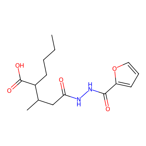2-(4-(2-(Furan-2-carbonyl)hydrazinyl)-4-oxobutan-2-yl)hexanoic acid structure