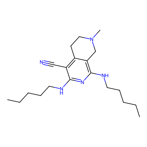 7-methyl-1,3-bis(pentylamino)-5,6,7,8-tetrahydro-2,7-naphthyridine-4-carbonitrile structure