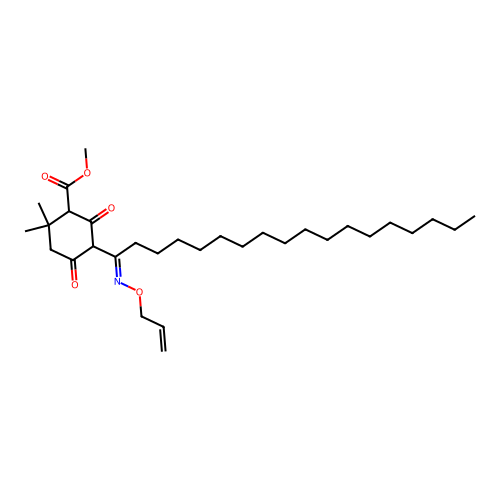 (E)-methyl 5-(1-((allyloxy)imino)octadecyl)-2,2-dimethyl-4,6-dioxocyclohexanecarboxylate structure