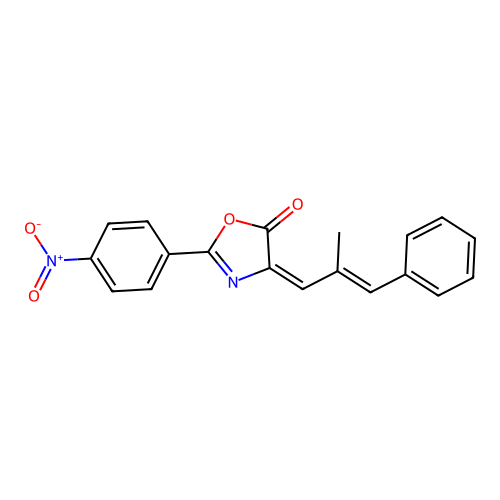 2-{4-nitrophenyl}-4-(2-methyl-3-phenyl-2-propenylidene)-1,3-oxazol-5(4H)-one structure