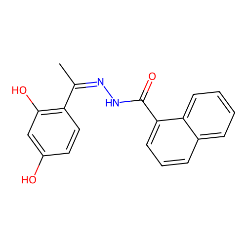 N-[1-(2,4-dihydroxyphenyl)ethylideneamino]naphthalene-1-carboxamide structure
