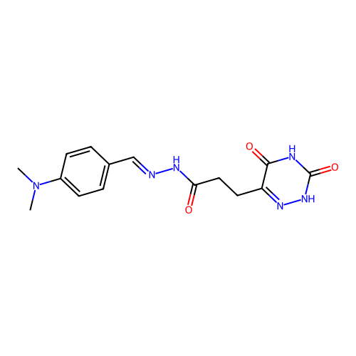 (E)-N'-(4-(dimethylamino)benzylidene)-3-(3,5-dioxo-2,3,4,5-tetrahydro-1,2,4-triazin-6-yl)propanehydrazide structure