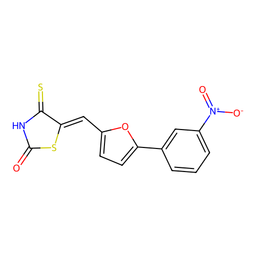 (Z)-5-((5-(3-nitrophenyl)furan-2-yl)methylene)-4-thioxothiazolidin-2-one structure