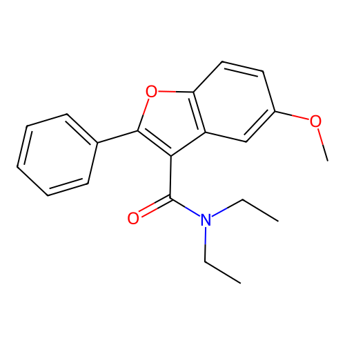 N,N-diethyl-5-methoxy-2-phenyl-1-benzofuran-3-carboxamide structure