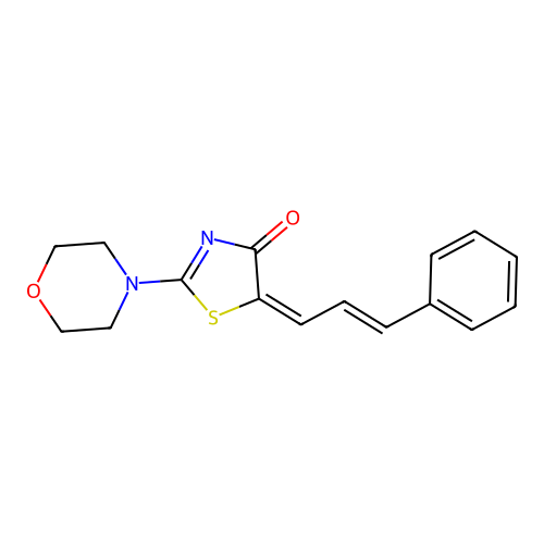 (E)-2-morpholino-5-((E)-3-phenylallylidene)thiazol-4(5H)-one structure