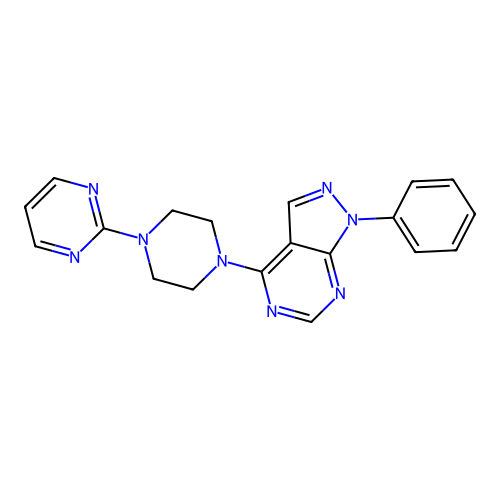 1-Phenyl-4-(4-pyrimidin-2-ylpiperazinyl)pyrazolo[5,4-d]pyrimidine structure