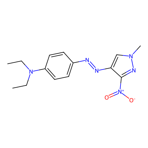 N,N-diethyl-4-[(E)-(1-methyl-3-nitro-1H-pyrazol-4-yl)diazenyl]aniline structure