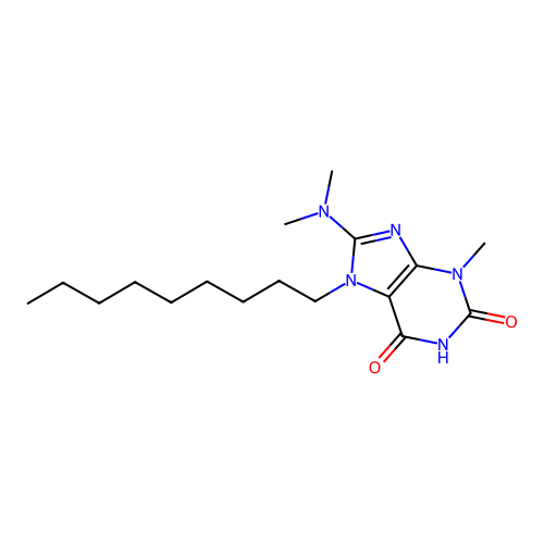 8-(dimethylamino)-3-methyl-7-nonyl-3,7-dihydro-1H-purine-2,6-dione structure