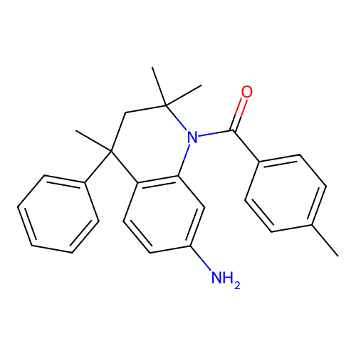 (7-amino-2,2,4-trimethyl-4-phenyl-3,4-dihydroquinolin-1(2H)-yl)(p-tolyl)methanone structure