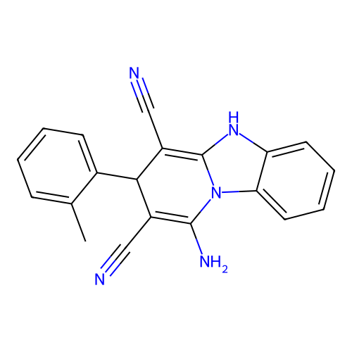 1-amino-3-(2-methylphenyl)-3,5-dihydropyrido[1,2-a]benzimidazole-2,4-dicarbonitrile structure