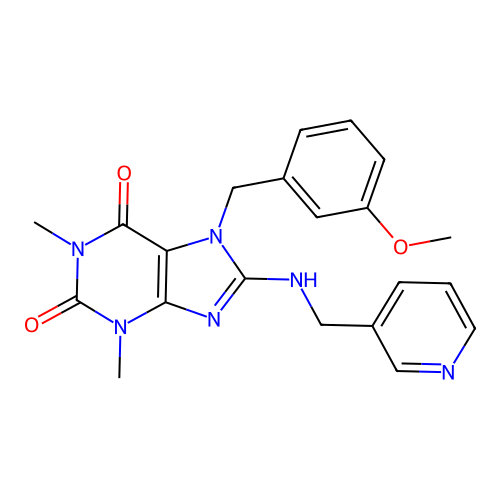 7-m-anisyl-1,3-dimethyl-8-(3-pyridylmethylamino)xanthine structure