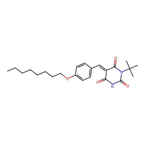 5-[(4-octoxyphenyl)methylidene]-1-tert-butyl-1,3-diazinane-2,4,6-trione structure