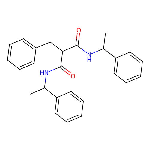 2-benzyl-N,N'-bis(1-phenylethyl)propanediamide structure