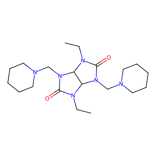 1,4-diethyl-3,6-bis(piperidin-1-ylmethyl)tetrahydroimidazo[4,5-d]imidazole-2,5(1H,3H)-dione structure