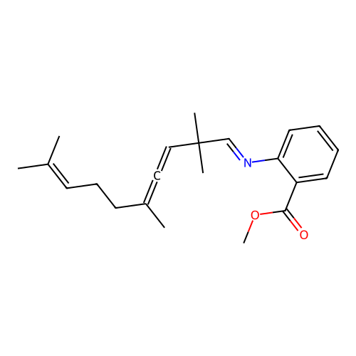 methyl 2-{[(1E)-2,2,5,9-tetramethyldeca-3,4,8-trien-1-ylidene]amino}benzoate structure
