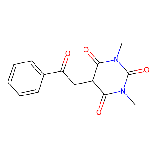 1,3-dimethyl-5-(2-oxo-2-phenylethyl)pyrimidine-2,4,6(1H,3H,5H)-trione structure