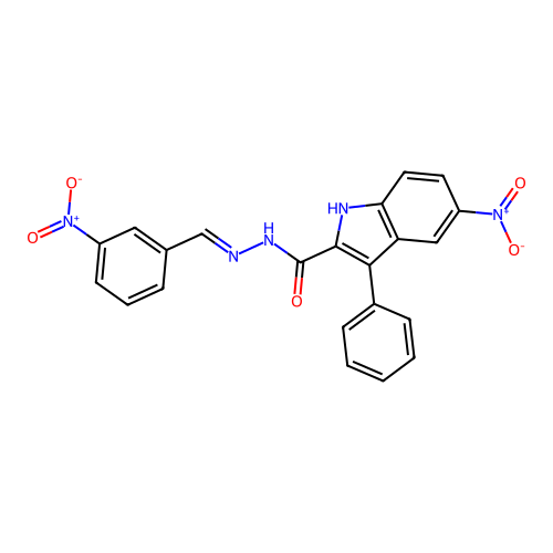5-nitro-N'-[(E)-(3-nitrophenyl)methylidene]-3-phenyl-1H-indole-2-carbohydrazide structure