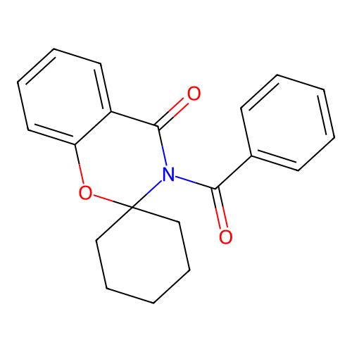 3-(phenylcarbonyl)spiro[1,3-benzoxazine-2,1'-cyclohexan]-4(3H)-one structure