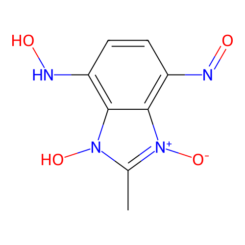 (4E,7E)-4,7-bis(hydroxyimino)-2-methyl-4,7-dihydro-1H-benzimidazol-1-ol 3-oxide structure